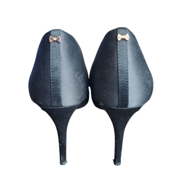 Ted Baker Black Nuala Bow Satin Pumps Size 40 - Picture 4 of 6